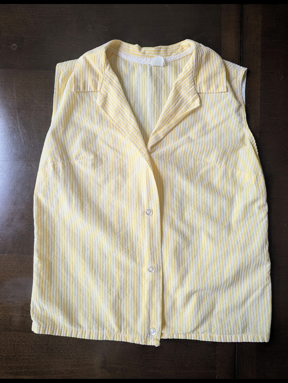 Vintage Yellow & White Stripe Seersucker Sleeveless Top (XS/S)